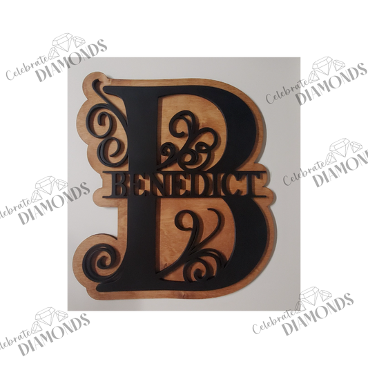 Wood Family Name Monogram Sign From $25.00